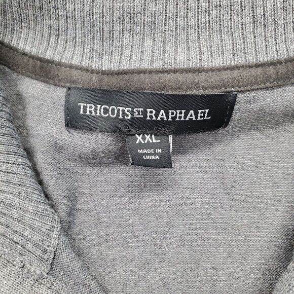 Tricots St. Raphael Sweater Mens 2XL Gray Knit Ribbed Hem & Cuff Quarter Zip - Picture 5 of 6